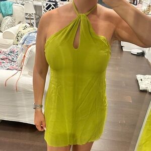 Reformation Bibi Mini Halter Dress w/ Keyhole Cutout Algae Bloom Y2K Resort